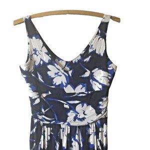 Adrienne Vittadini Maxi Dress Blue White Floral